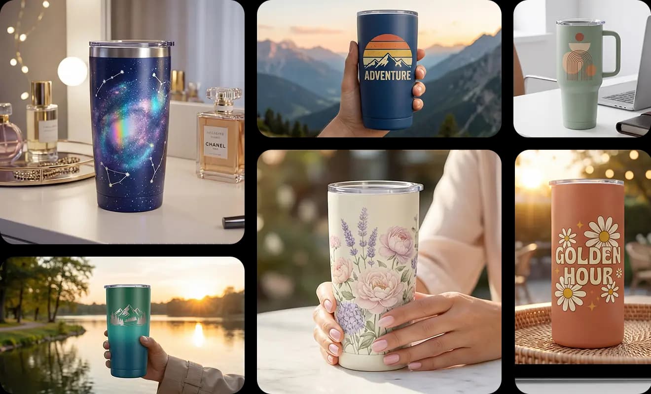 Preview your tumbler design on a realistic mockup